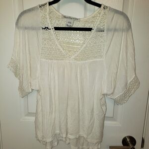 American Rag off white  colored M shirt with lacey trim.
